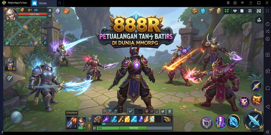 Tangkapan layar gameplay <strong>888R</strong> menampilkan pertempuran seru dalam dunia fantasi.