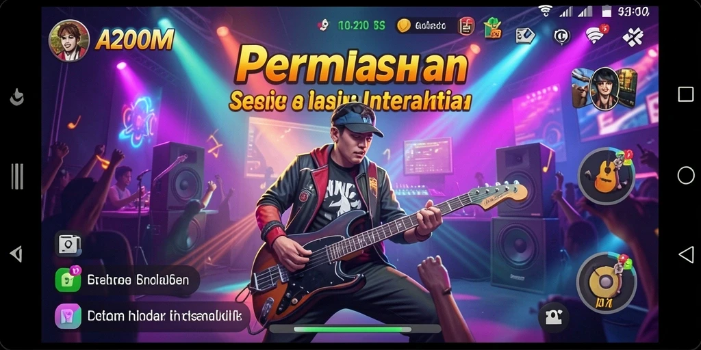 Tangkapan layar gameplay A200M menampilkan pengalaman musik yang interaktif.