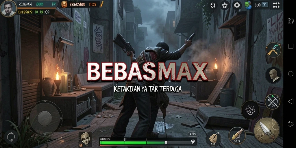 Screenshot menunjukkan gameplay BEBASMAX dengan atmosfer mencekam.