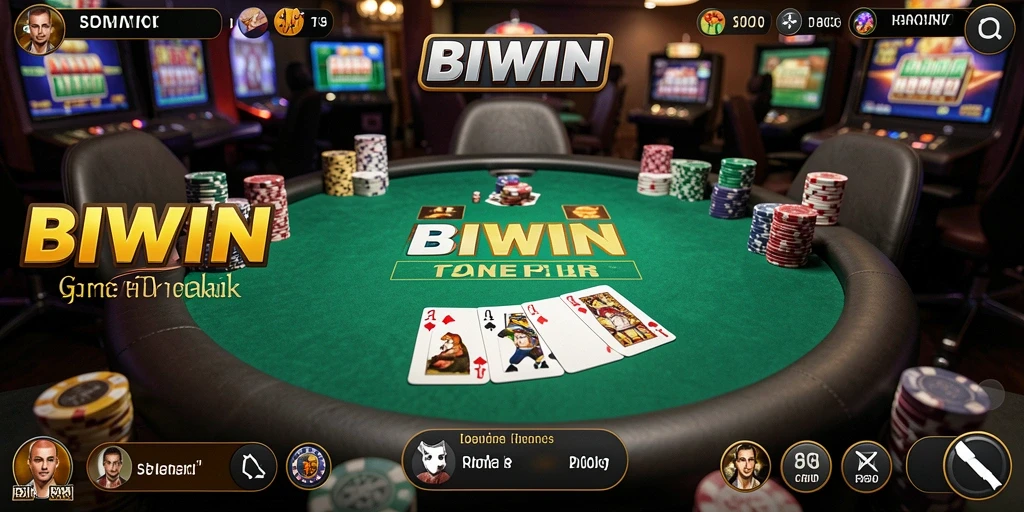 Tangkapan layar utama BIWIN menampilkan gameplay Poker yang dinamis dan menarik.