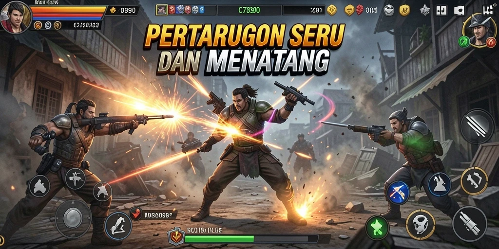 Screenshot C7890 menampilkan aksi pertarungan seru dengan karakter yang dinamis.