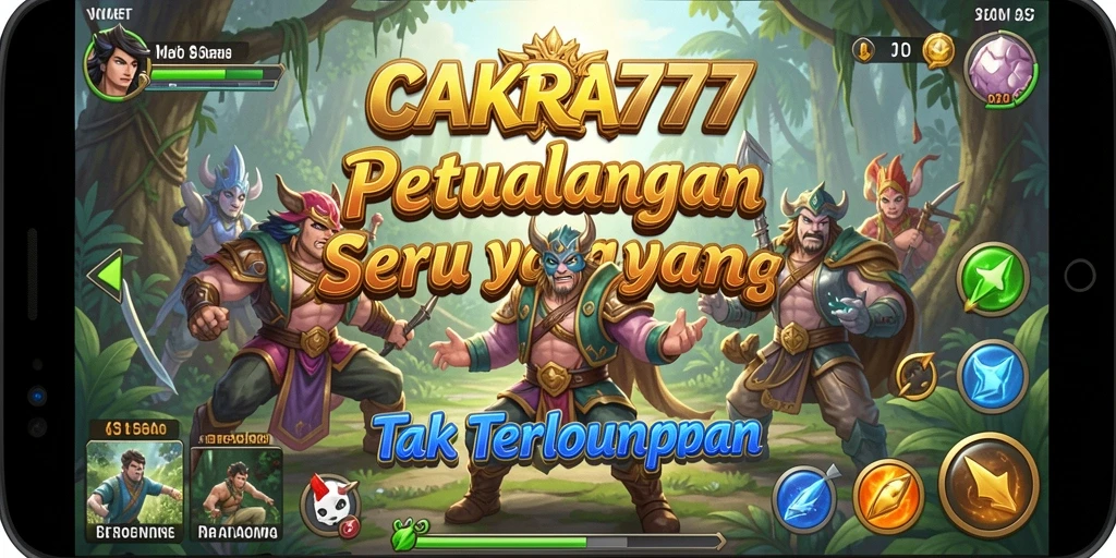 Tampilan gameplay CAKRA777 dengan karakter yang siap berpetualang.