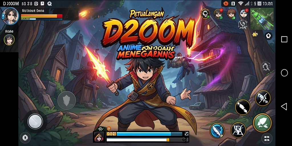 Screenshot menampilkan karakter anime dalam pertarungan epik.