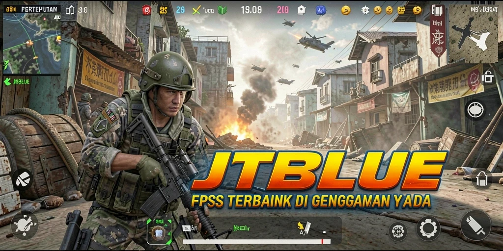 Tampilan gameplay JTBLUE yang menegangkan dan penuh aksi.