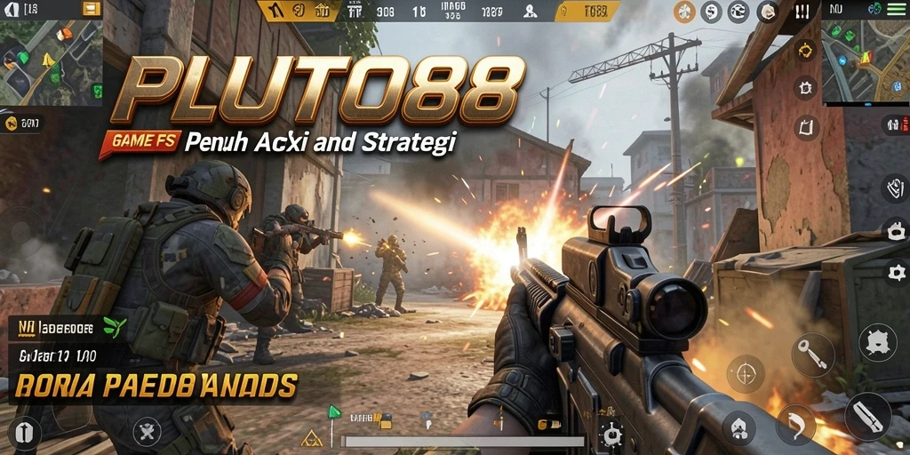 Screenshot menunjukkan aksi intens dan grafis menakjubkan dalam PLUTO88.