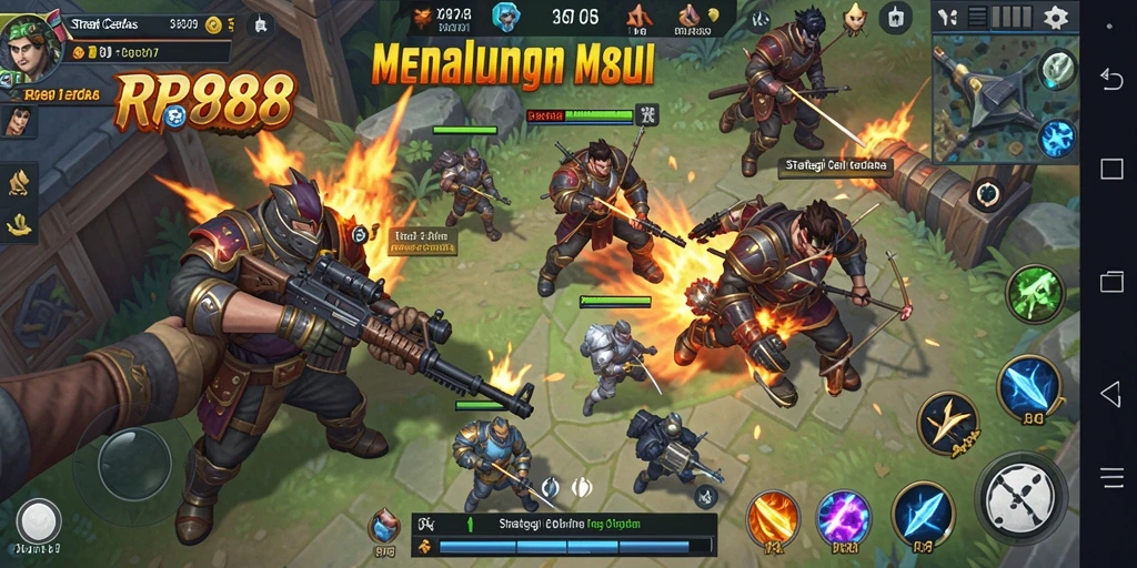 Gameplay RP888 menampilkan pertarungan strategi yang menarik dan mendebarkan.