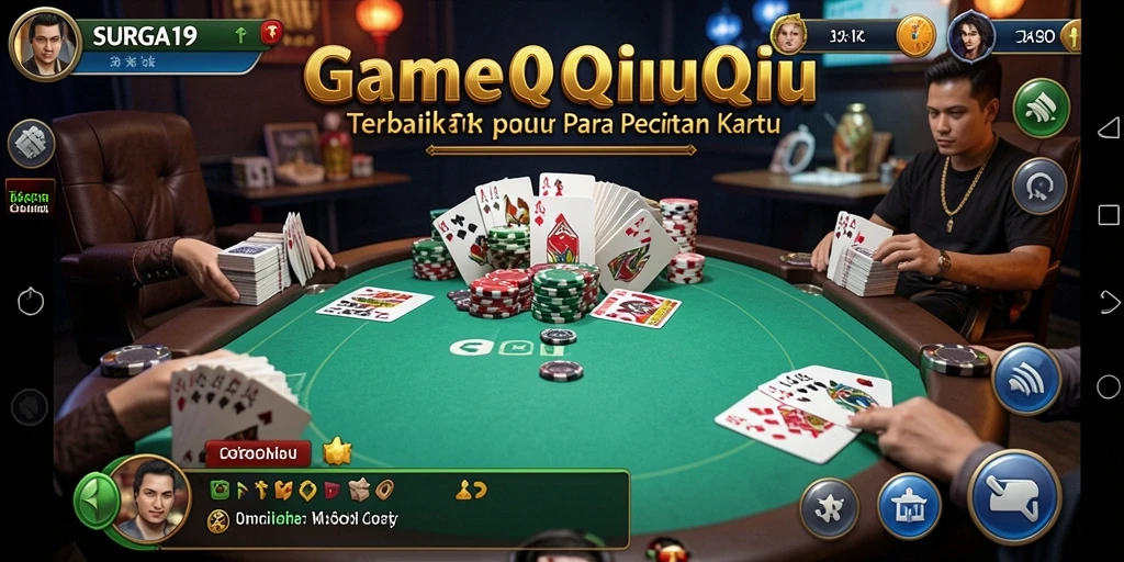 Screenshot gameplay SURGA19 yang menunjukkan pertandingan QiuQiu yang intens.
